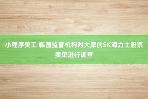 小程序美工 韩国监管机构对大摩的SK海力士股票卖单进行调查